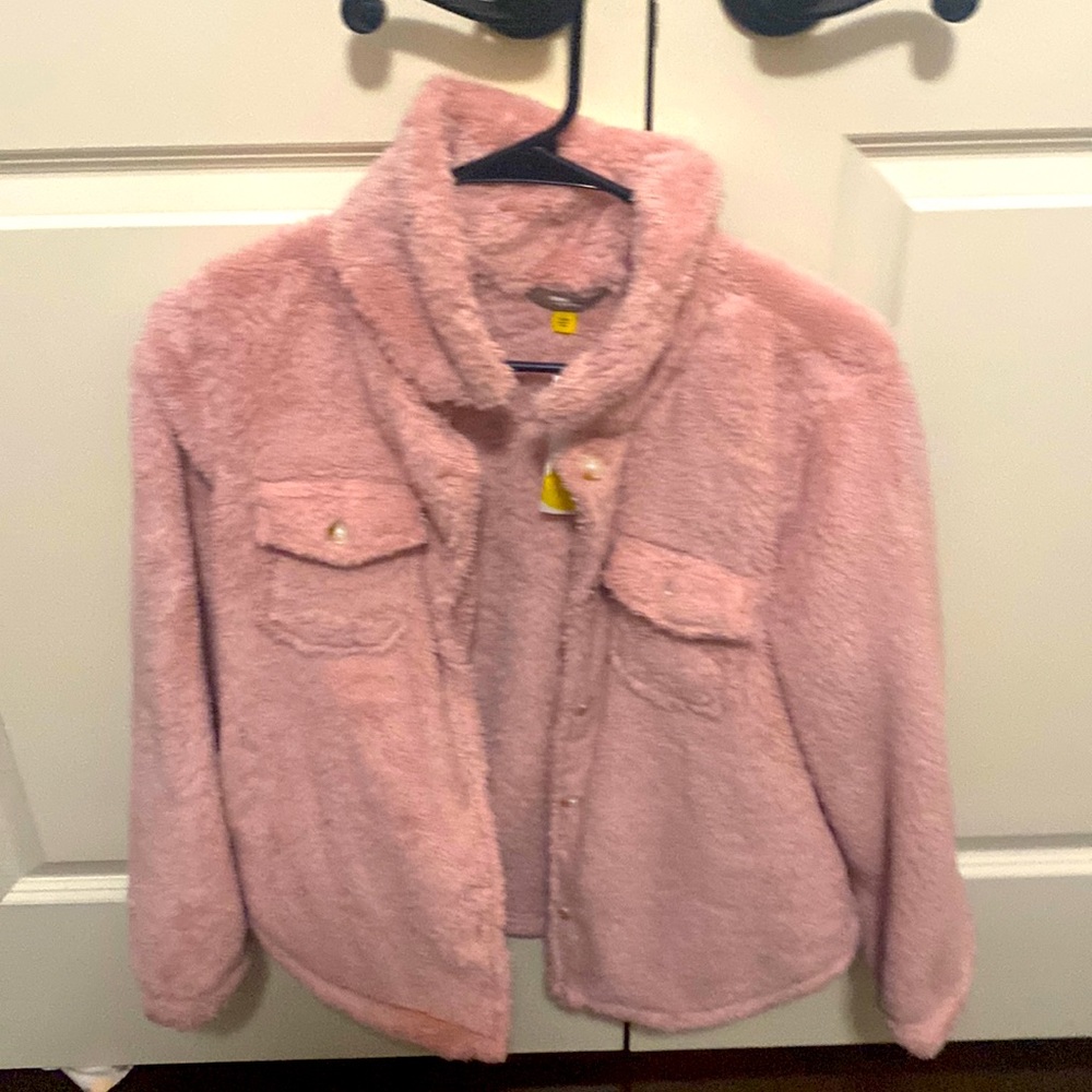 Girls, pink fuzzy winter coat